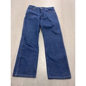 Vintage Wrangler Jeans Mens 34x30 Blue Denim Dark Wash Cowboy Cut Straight Leg